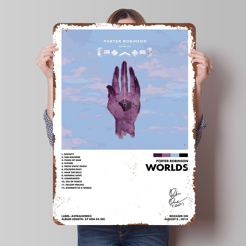 World Of Retro Gaming - Металлический постер Porter Robinson Worlds, индивидуальный