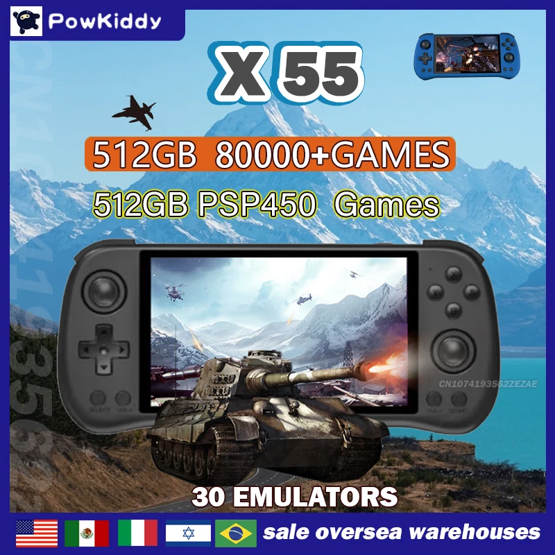 80000 игр 512G POWKIDDY X55 5, – обзор и цена Retro Gaming Arcade Console